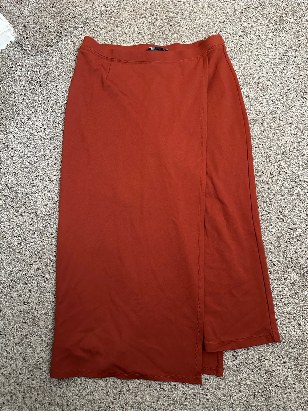 Betabrand Women's Rust Midi Skirt - Sleek Side Slit size L